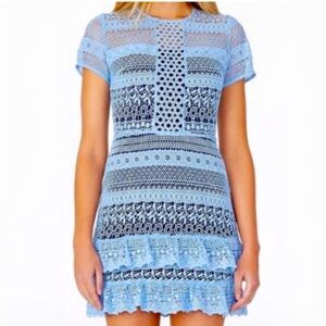Parker Lace overlay, Navy and Light Blue Dress